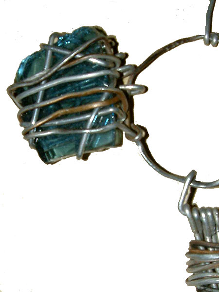 blue glass necklace detail